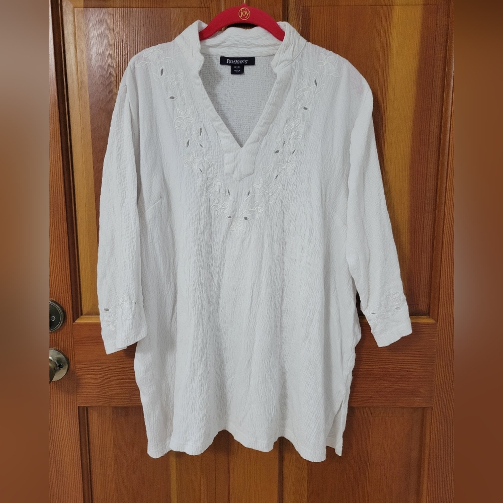 Roman's White Cotton Tunic with Stretch Made In India 18/20